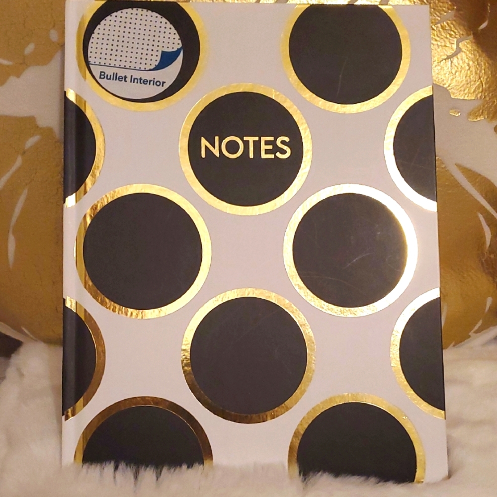 Gold and Black Circle Pattern Notebook